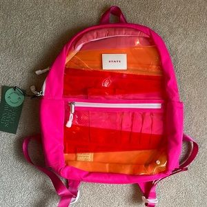 NWT • STATE bags Kane Kids Clear Pink & Orange Novelty Zigzag Backpack.